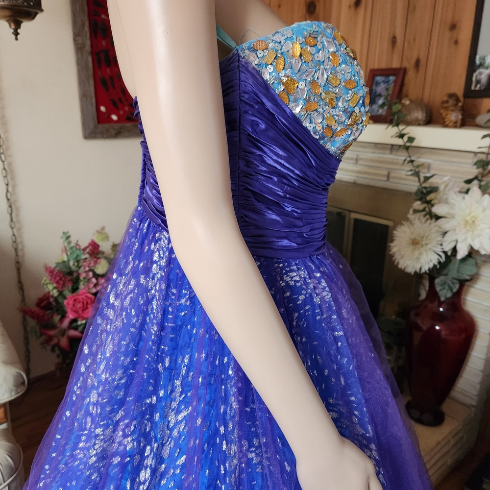 Jovani Purple and Gold Strapless Prom Ball Gown - Picture 4 of 10